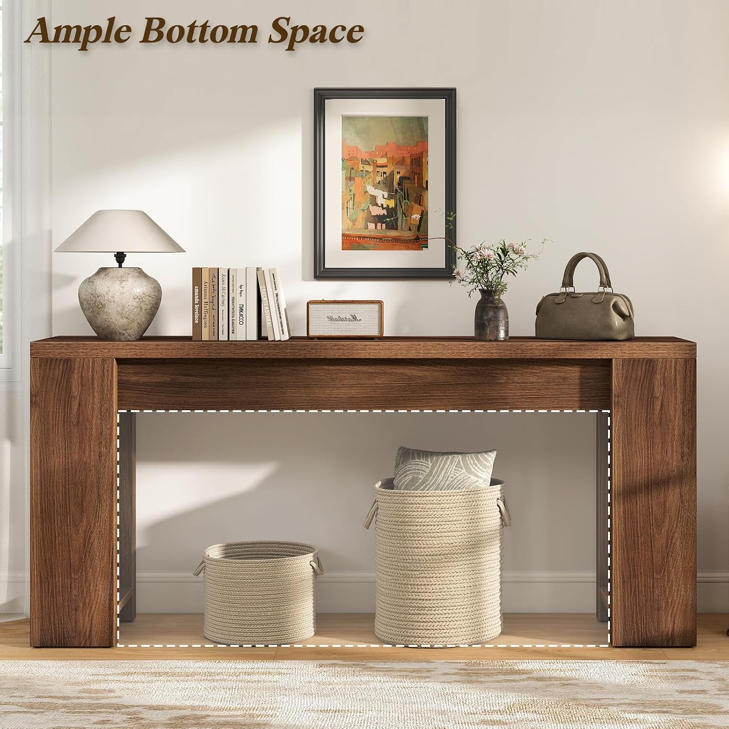 71' Extra Long Console Table, Wood Farmhouse Entryway Table, Plank and Beam Console Tables for Living Room, Entry, Entrance, Behind Couch, Hallway, Foyer, Narrow Sofa Tables for Front Doo