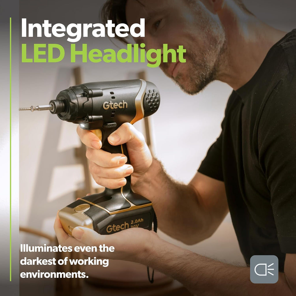 Gtech Impact Driver Bundle - Cordless Impact Driver - Perfect for Installing Screws, Fasteners, and More - Includes Impact Driver, 20V Battery/Charger - Complete Your Home Tool Kit