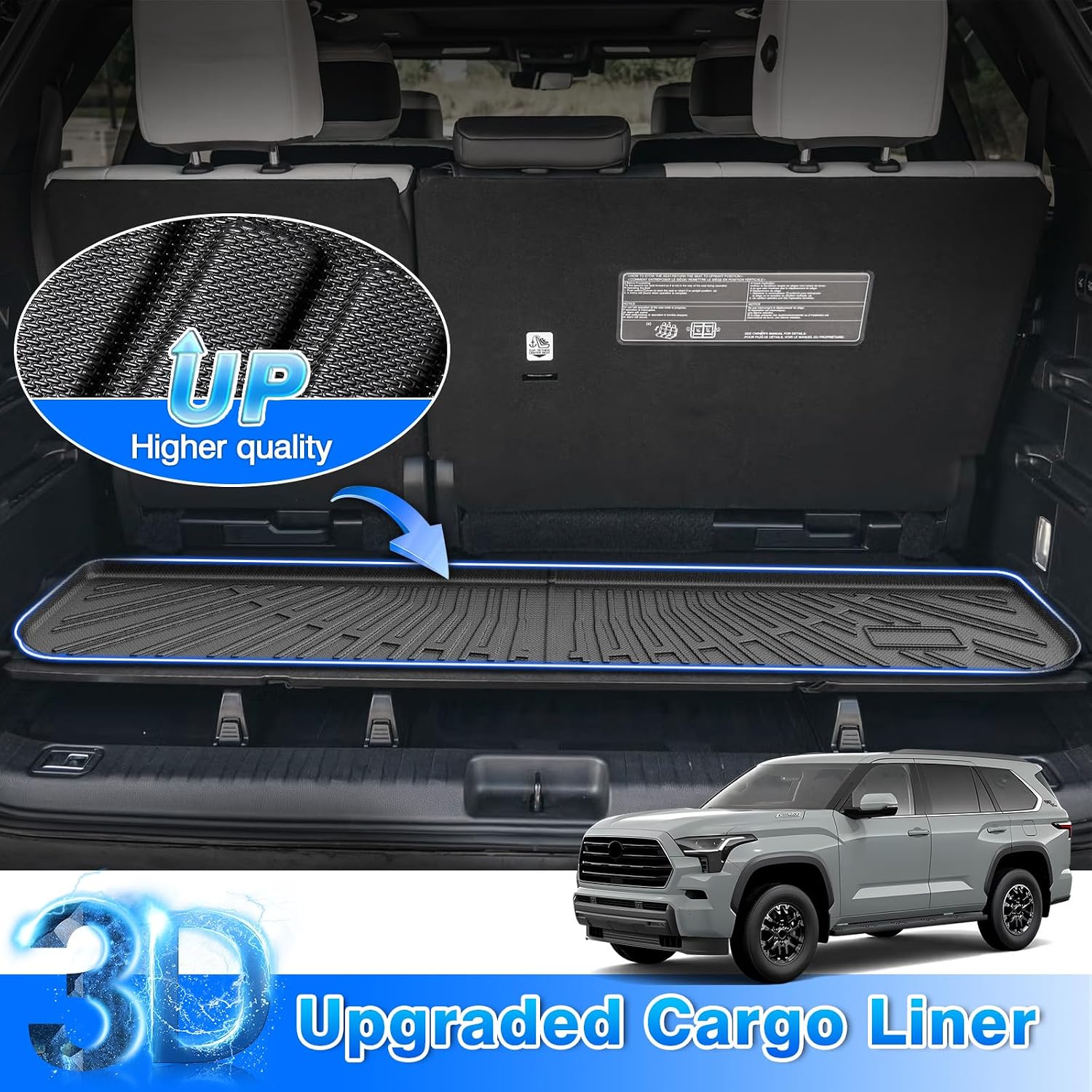 Sequoia Floor Mats - Car Mats for Toyota Sequoia 2023-2026, All Weather Floor Mats and Cargo Liner for Sequoia Accessories, Heavy Duty Rubber Mats, Car Accessories