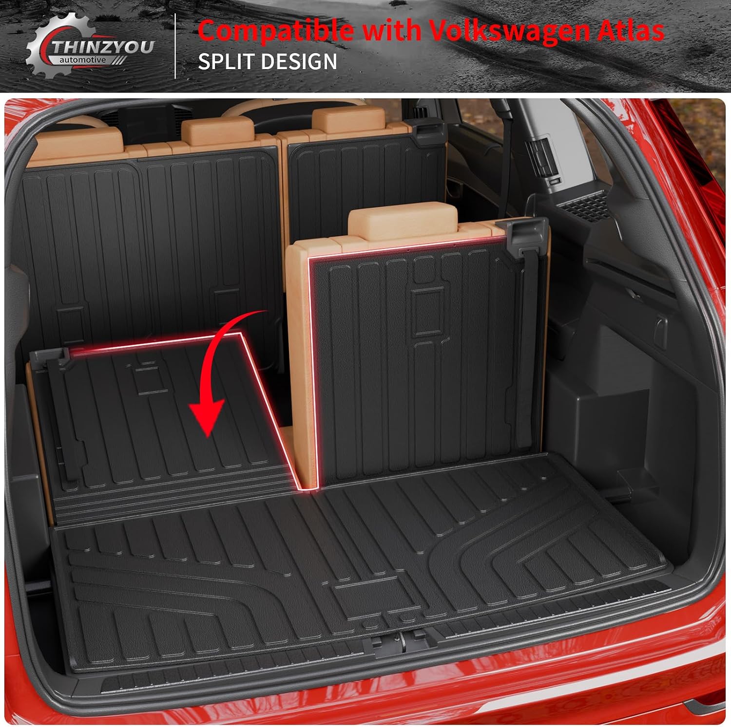 Floor Mats Compatible with 2018-2025 2026 Volkswagen Atlas (NOT for Cross Sport) Trunk Mat Cargo Liner Kick Mat 2024 VW Atlas Accessories (Trunk Mat+2nd&3rd Row Backrest Mats+Floor Mats)