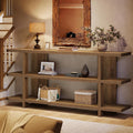 Tribesigns 63 Inches Long Console Table with Storage, Wooden Narrow Entryway Table with 3-Tier Shelf, Farmhouse Accent Foyer Sofa Furniture for Entryway, Living Room, Hallway