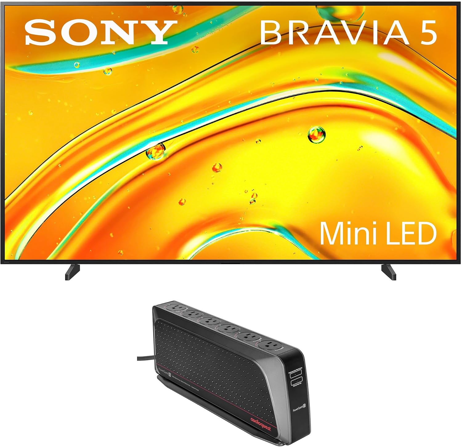 Sony K98XR50 98 Inch Bravia Mini LED 4K HDR TV with an AudioQuest PowerQuest2 Power Filter/Surge Protector 6 Outlet (2025)