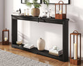Rovibek Modern 70 Inch Entryway Table Narrow - Behind Sofa Table Narrow, 8 Inch Deep Console Table Behind Couch with Open Storage, Black Entryway Table for Hallway, Foyer, Living Room