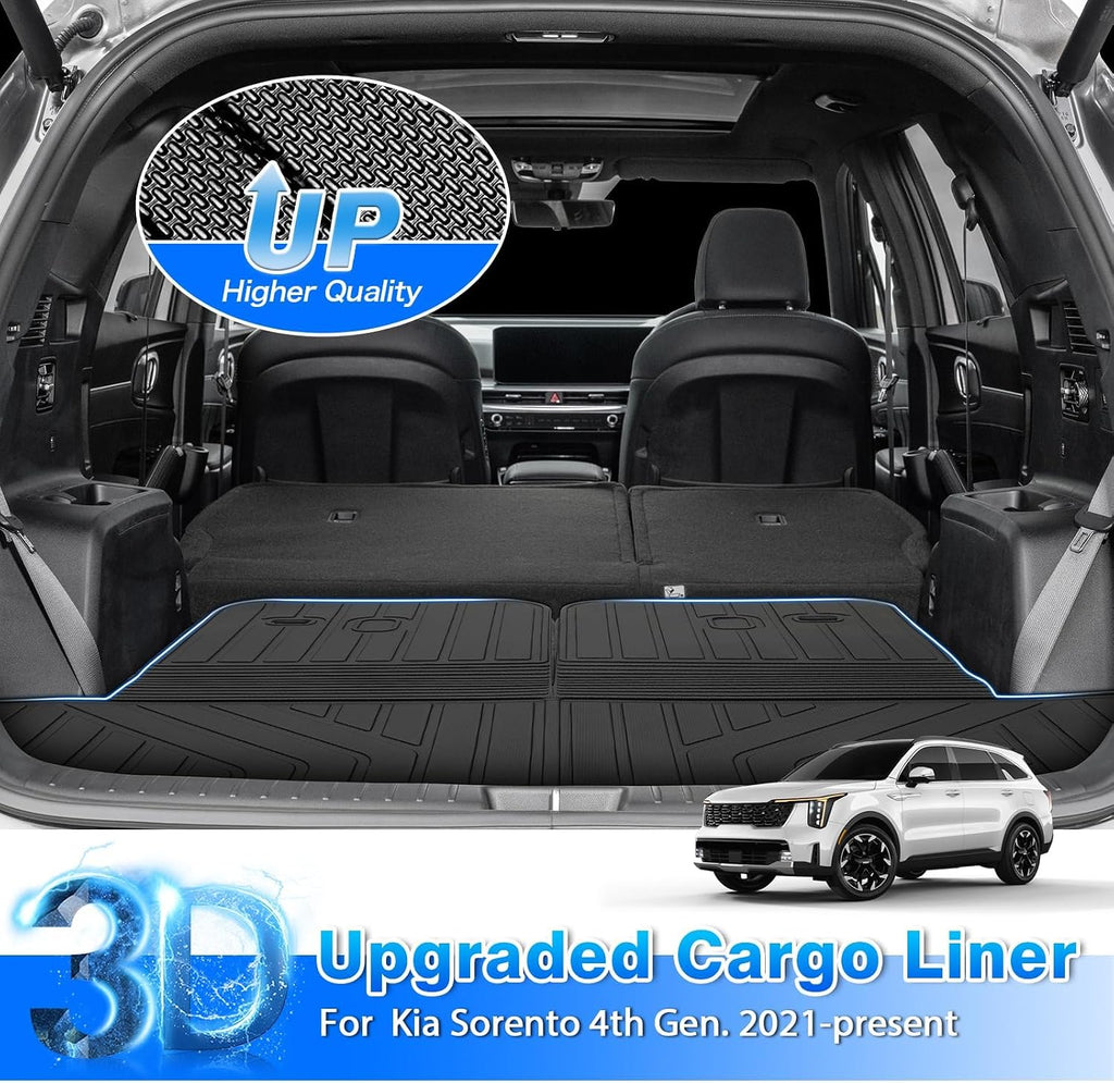 Sorento Floor Mats & Cargo Liner w/Backrest Mats Fit for Kia Sorento 2021-2025 2026 Hybrid (PHEV & HEV) & Plug-in Hybrid, All Weather Floor Liner for Sorento Accessories