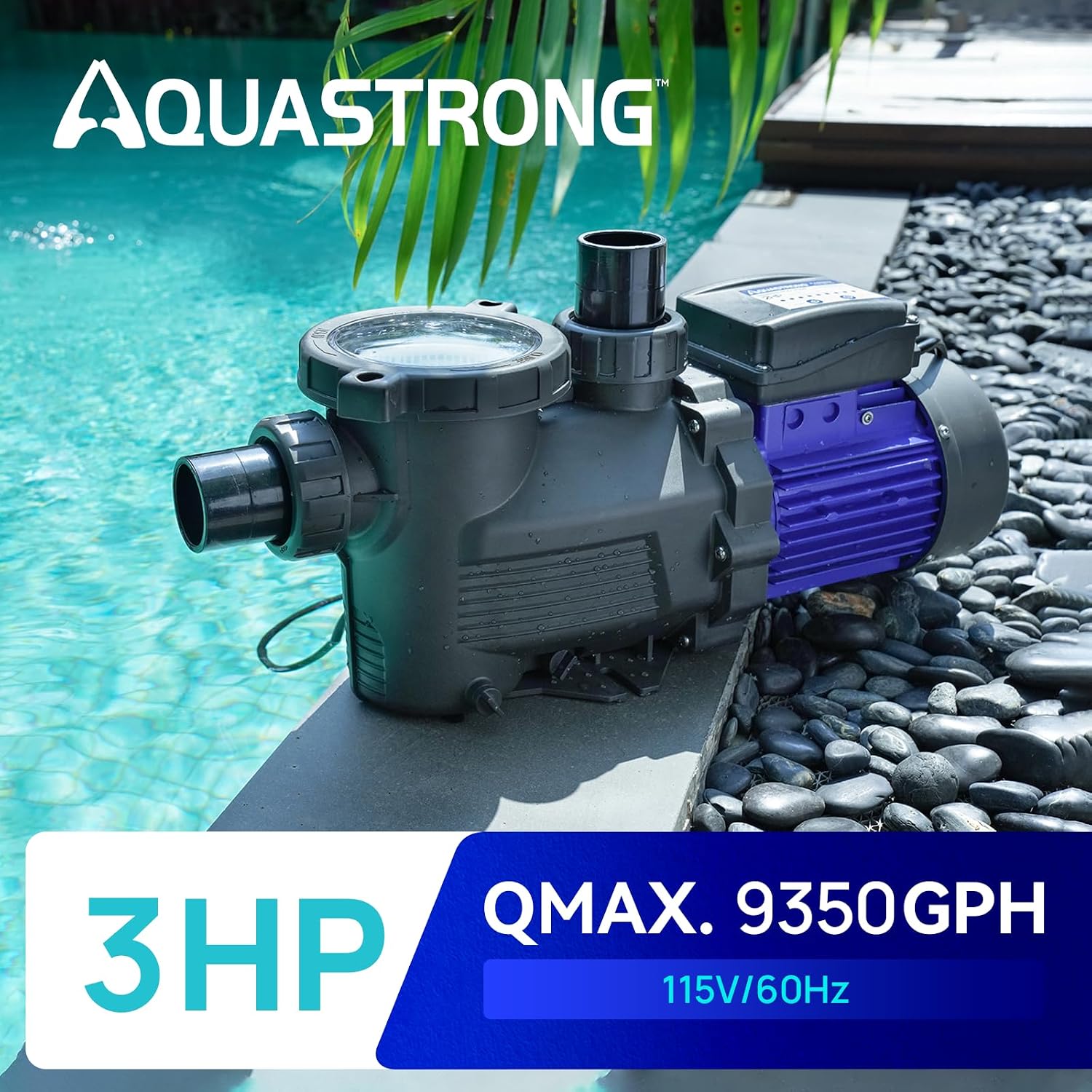 Aquastrong In/Above Ground Pool Pump High Flow Self Primming Swimming Pool Pump,Sapphire Blue