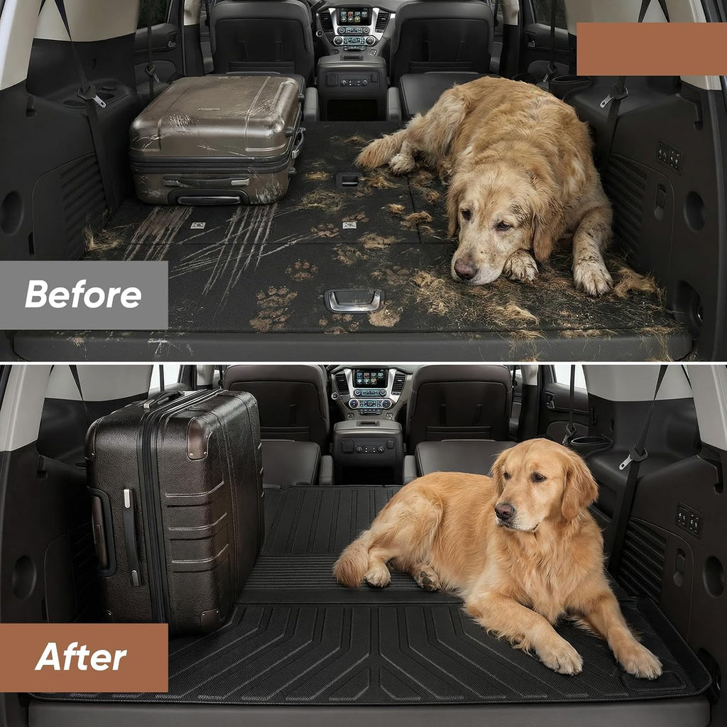 for Chevy Tahoe for GMC Yukon Floor Mats & Cargo Liner 2015-2020 7 Seats (Not for XL), All Weather Trunk Mats for Chevrolet Tahoe Rear Backrest Mats Accessories 2015 2016 2017 2018 2019 2020