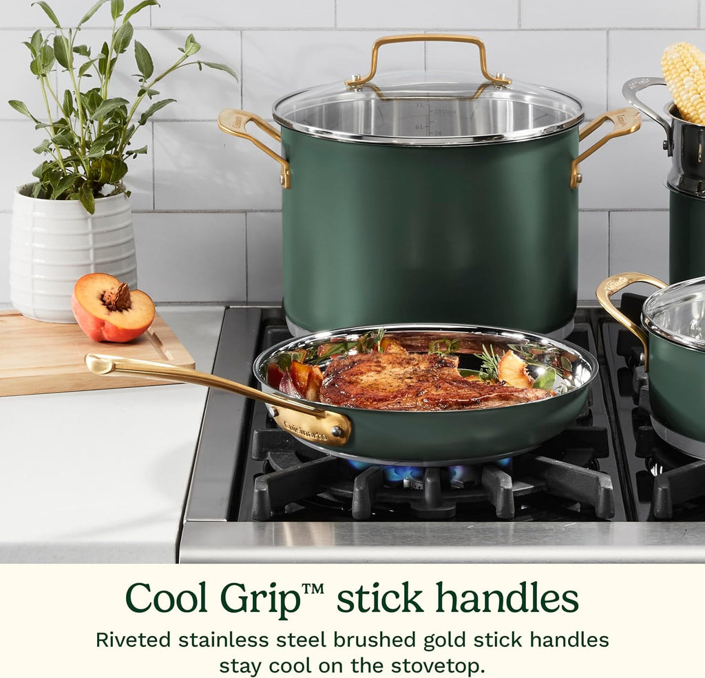 Cuisinart Cookware Set, 11 Piece Stainless Steel Cookware Pots and Pans, Home and Kitchen Durable Stainless Steel for Everyday Cooking, Matte Thyme, MT89G-11