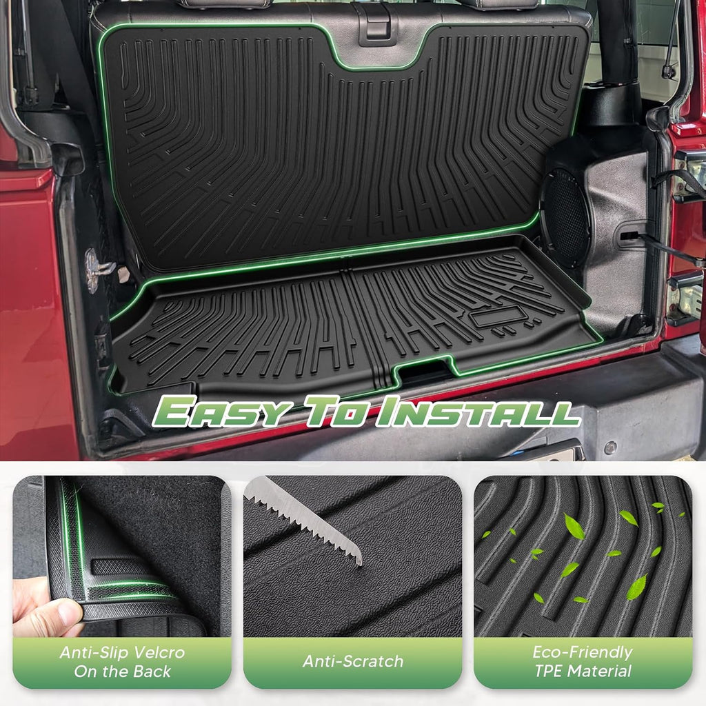 Cartist Floor Mats for 2007-2018 Jeep Wrangler JK 2 Door, All Weather Cargo Liner for Wrangler Accessories, Heavy Duty TPE Cargo Mats, Car Accessories