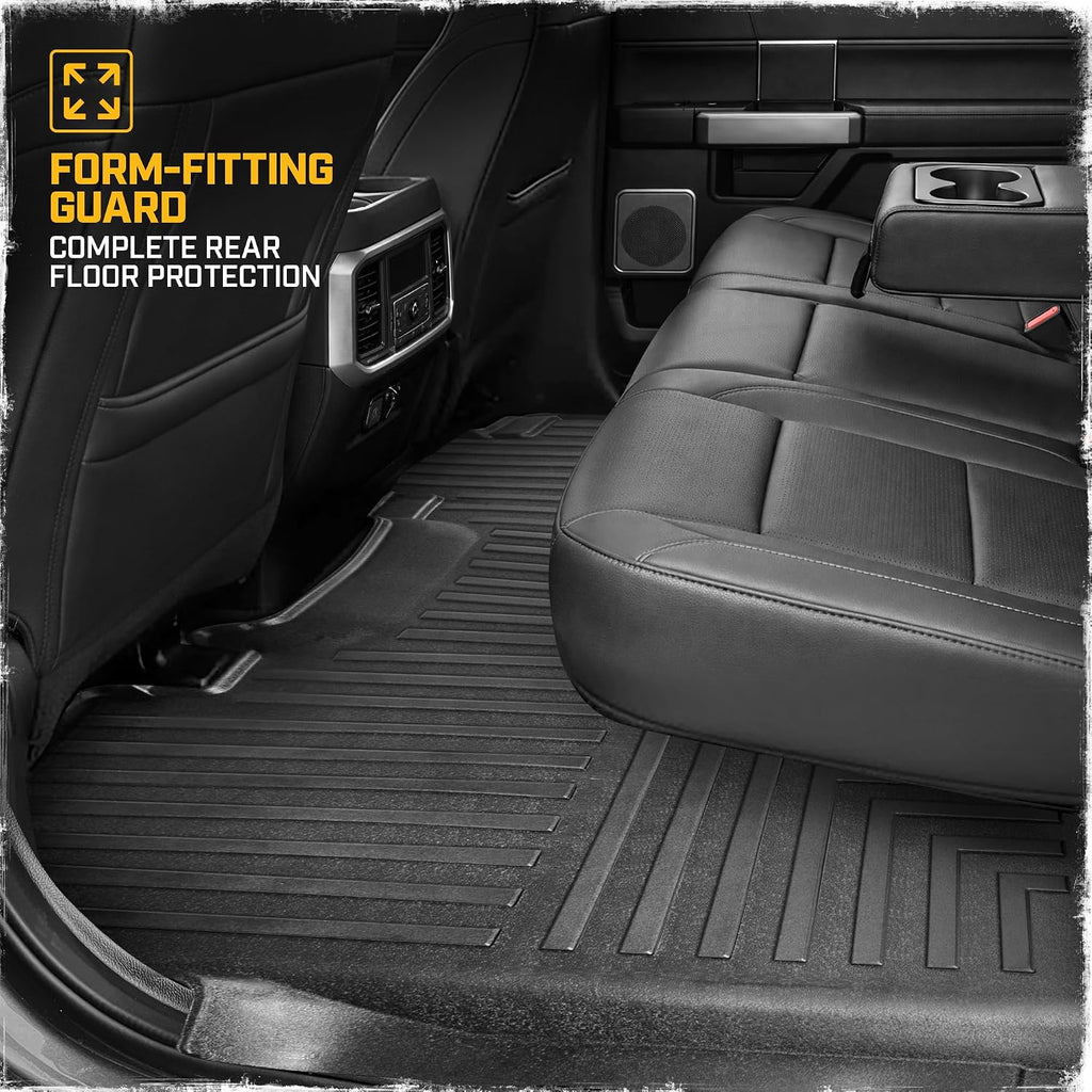 Cat® Floor Mats for 2015-2026 Ford F-150 SuperCrew Cab, Front & Rear, All Weather Protection 3D Contour Fit Custom Fit Floor Liners, Black