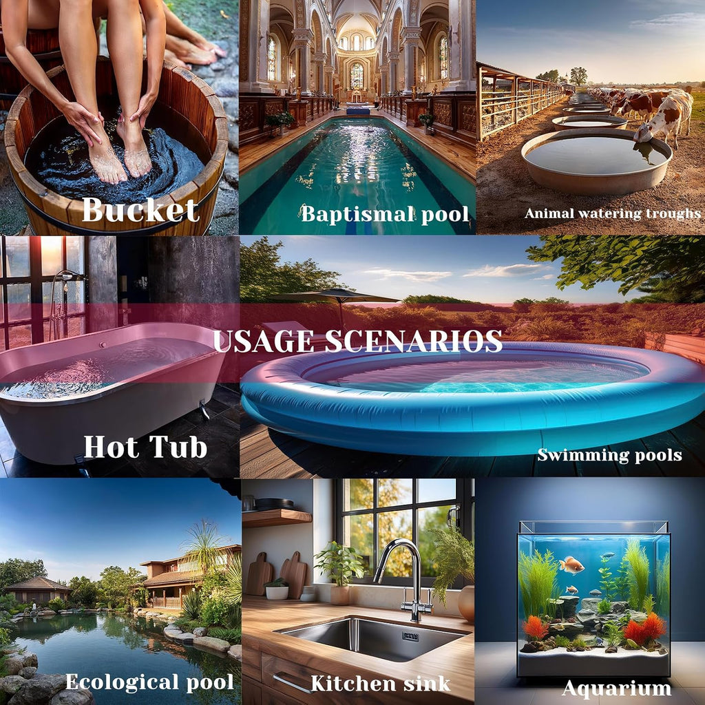1500W Immersion Pool & Hot Tub Water Heater Portable Electric Submersible Heater with Temp Control & GFCI for pond, Inflatable Pool, Above-Ground Pool, Bathtub, baptismal pool and baptistry