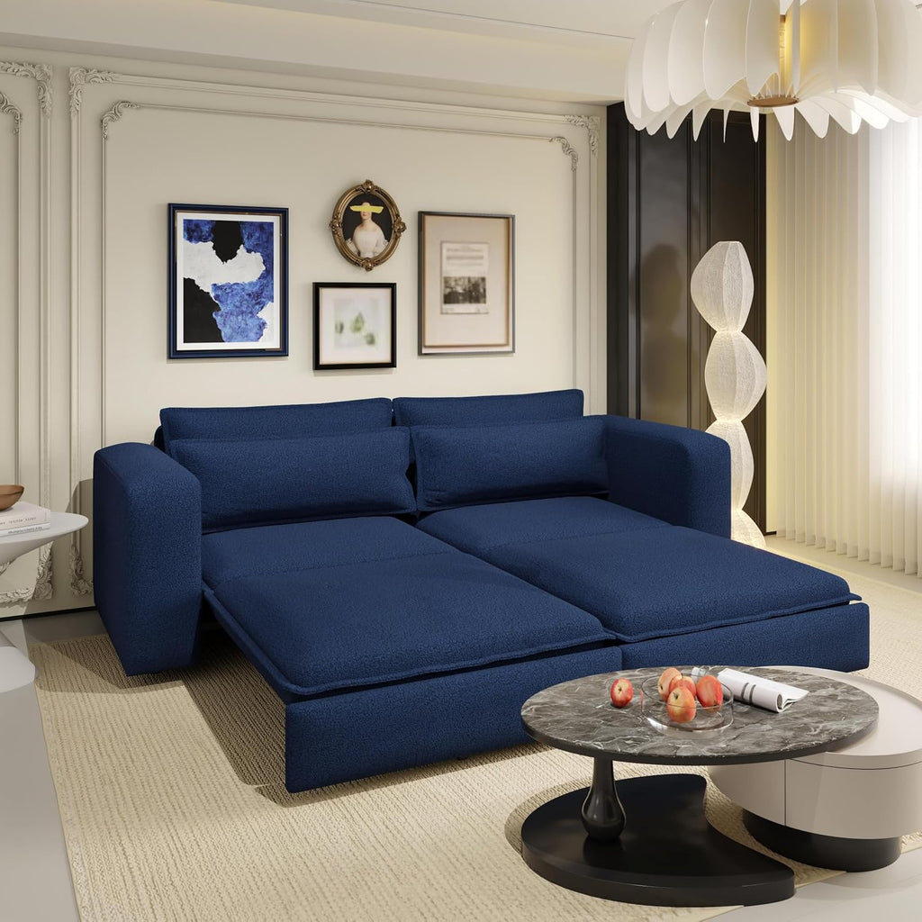 Eafurn 3 in 1 Convertible Pull Out Sleeper Sofa Couch Bed King Size,93' Oversized Recliner Loveseat Chaise Lounge Sofabed Daybed with Thickness Cushions for Living Room Office