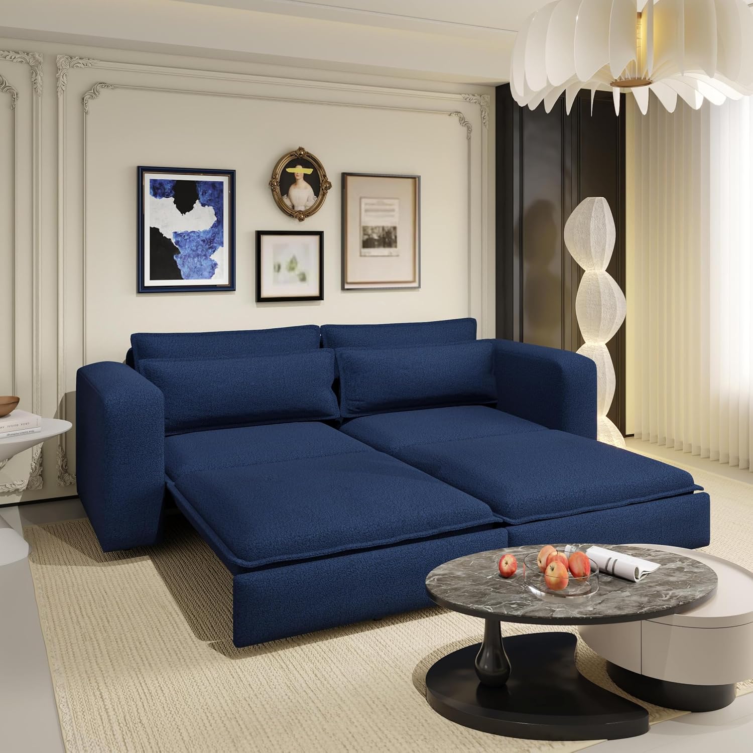 Eafurn 3 in 1 Convertible Pull Out Sleeper Sofa Couch Bed King Size,93' Oversized Recliner Loveseat Chaise Lounge Sofabed Daybed with Thickness Cushions for Living Room Office
