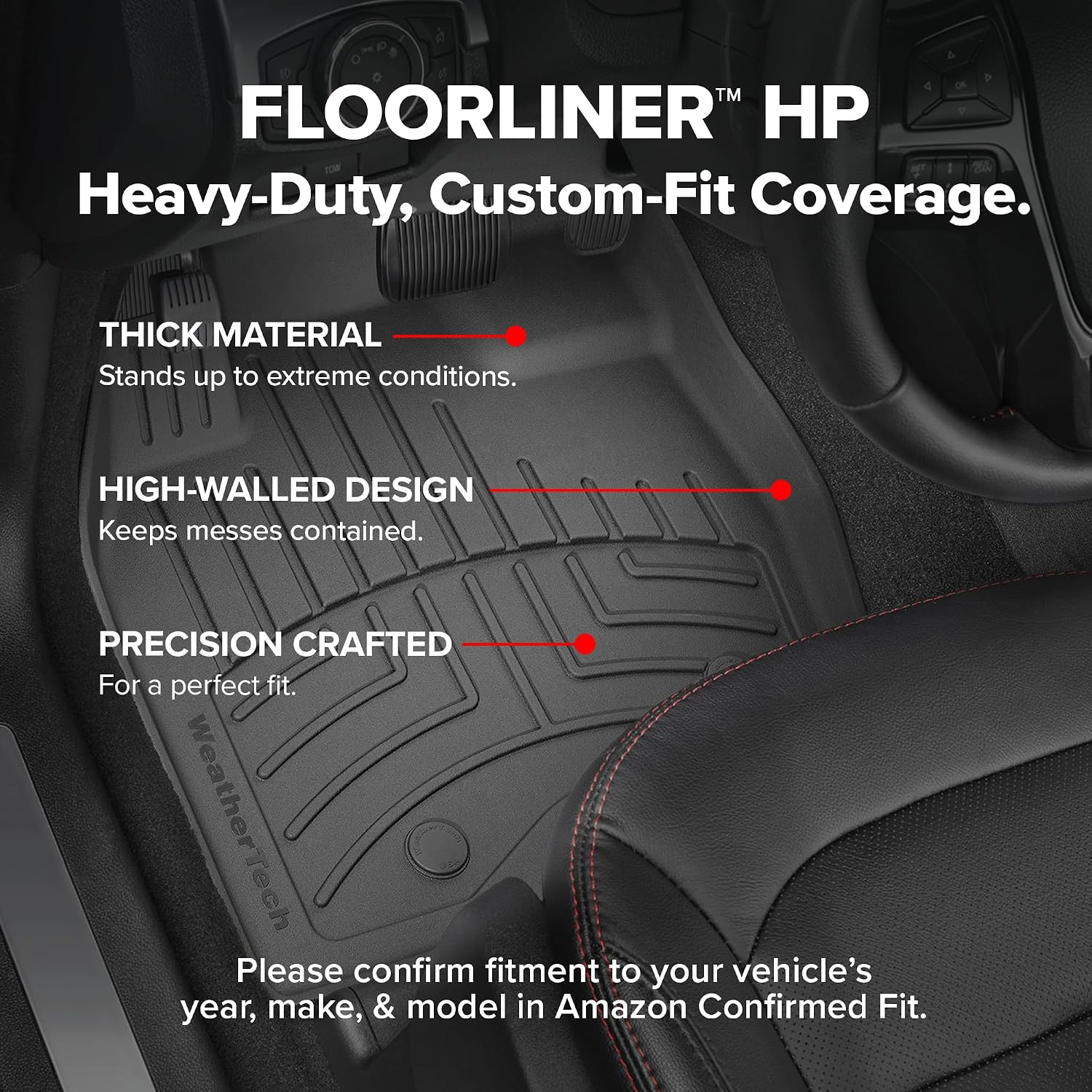 WeatherTech FloorLiner HP Custom Fit Floor Mats for Chevrolet Equinox, Terrain 1st Row (4418851IM), Black