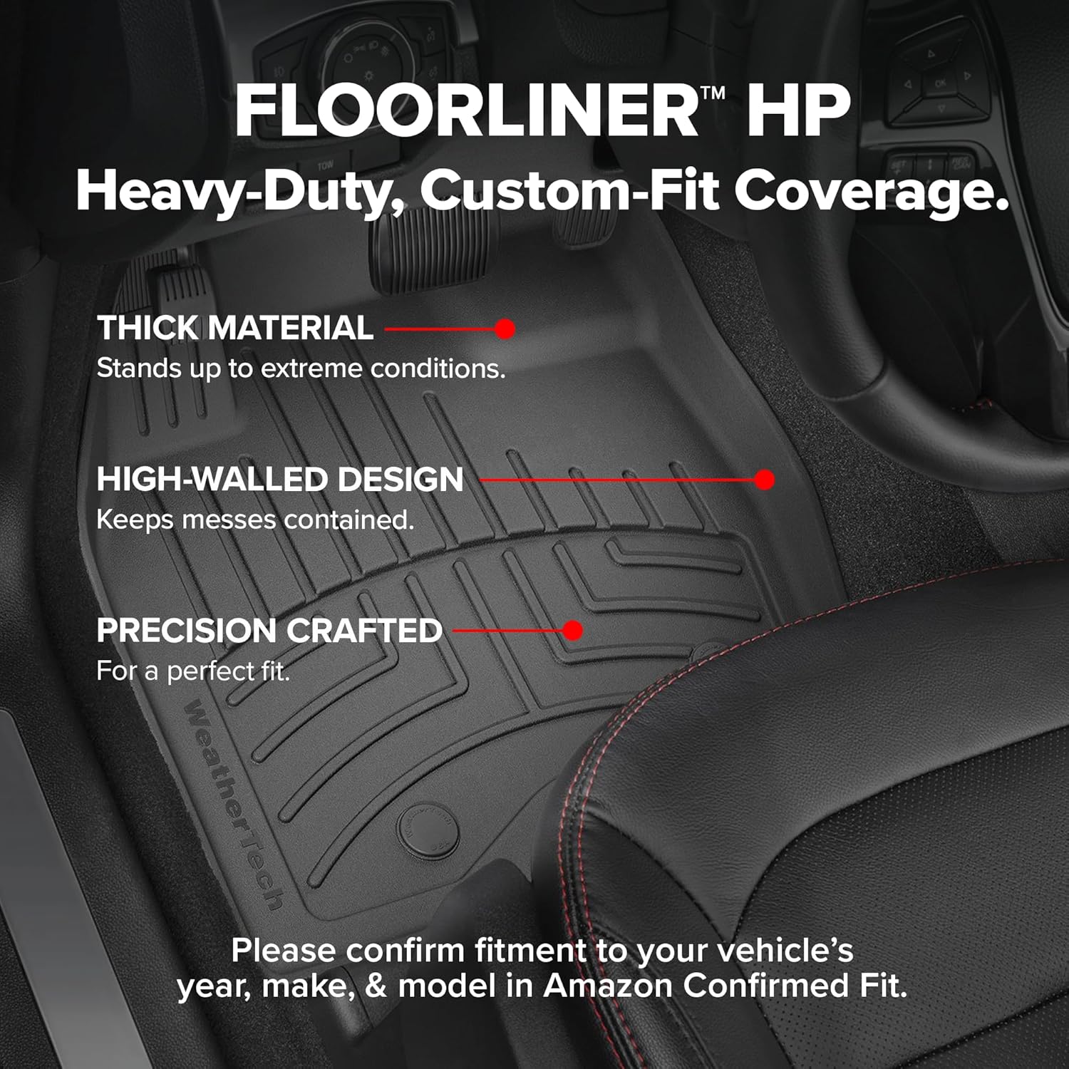 WeatherTech FloorLiner HP Custom Fit Floor Mats for Hyundai Palisade 1st & 2nd Row (441578-1-2IM), Black
