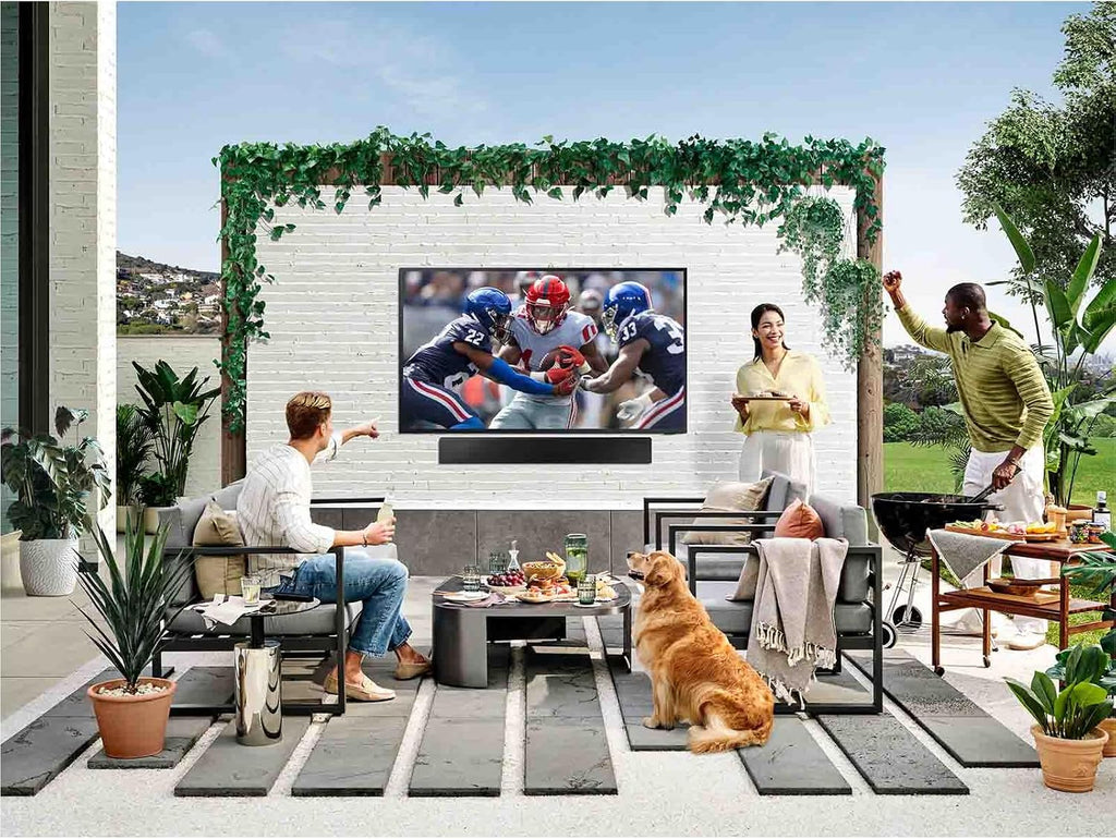 SAMSUNG 65-Inch Class Neo QLED 4K The Terrace Full Sun, Neo Quantum HDR+(QN65LST9DAFXZA, 2024) + SAMSUNG HW-LST70T 3.0ch The Terrace Outdoor Soundbar w/ IP55 Weather Resistant, Titan Black