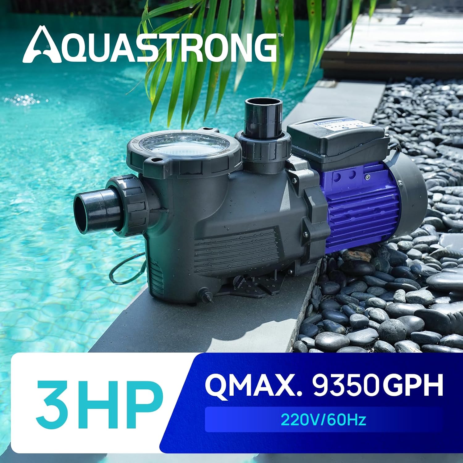Aquastrong In/Above Ground Pool Pump High Flow Self Primming Swimming Pool Pump,Lce Blue