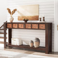 IDEALHOUSE 54inch Rustic Wooden Entryway Table with 2 Drawers & Open Shelf – Farmhouse Console Sofa Table for Hallway, Foyer & Living Room, Burlywood