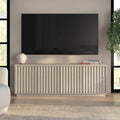 Henn&Hart Fluted TV Stand for TVs up to 75'' 2 Ribbed Storage Cabinets and Adjustable Shelves for Living Room, Family Room, or Office, Alder White