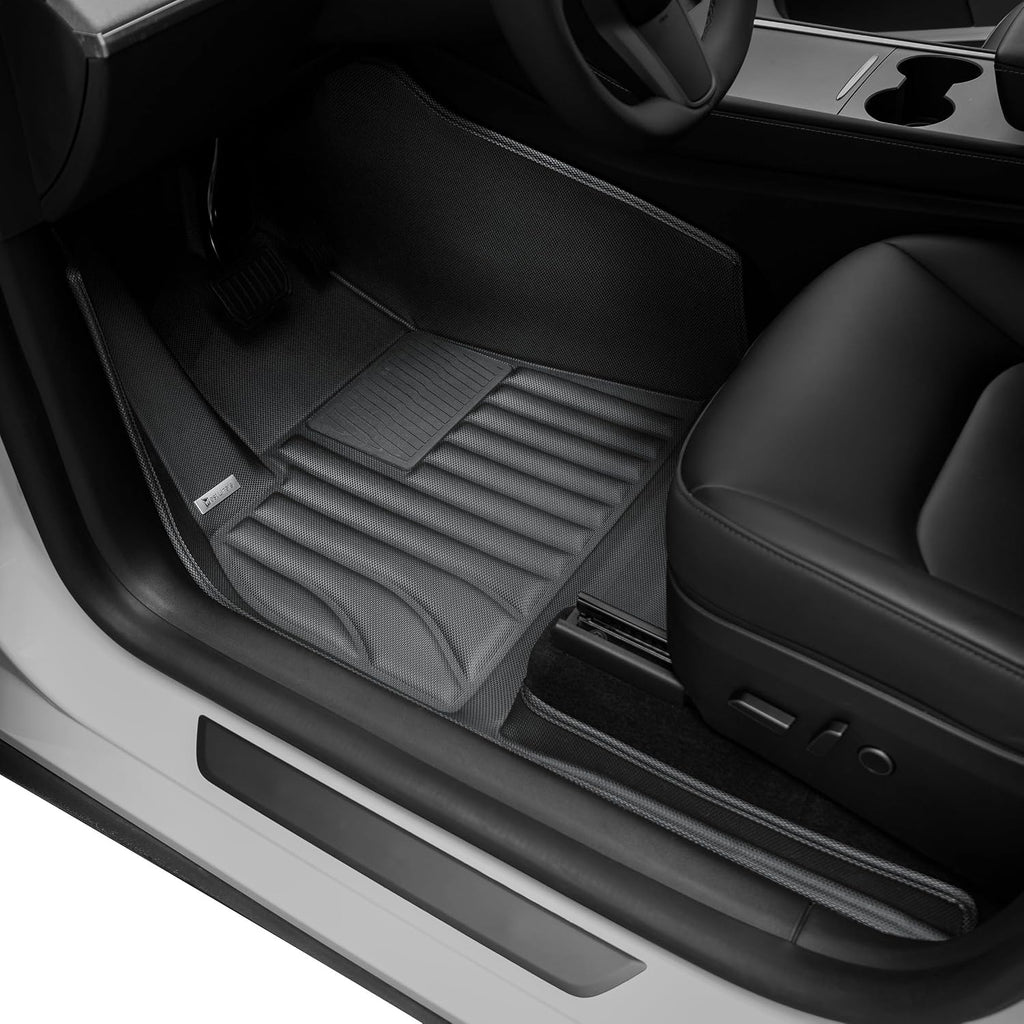 Extreme Coverage Floor Mats for Tesla Model Y (2021-2025) – Full 360° Cabin Protection, GapZero Fit with TrackGuard Rail Protection (Does NOT fit 7-Seat & Juniper)
