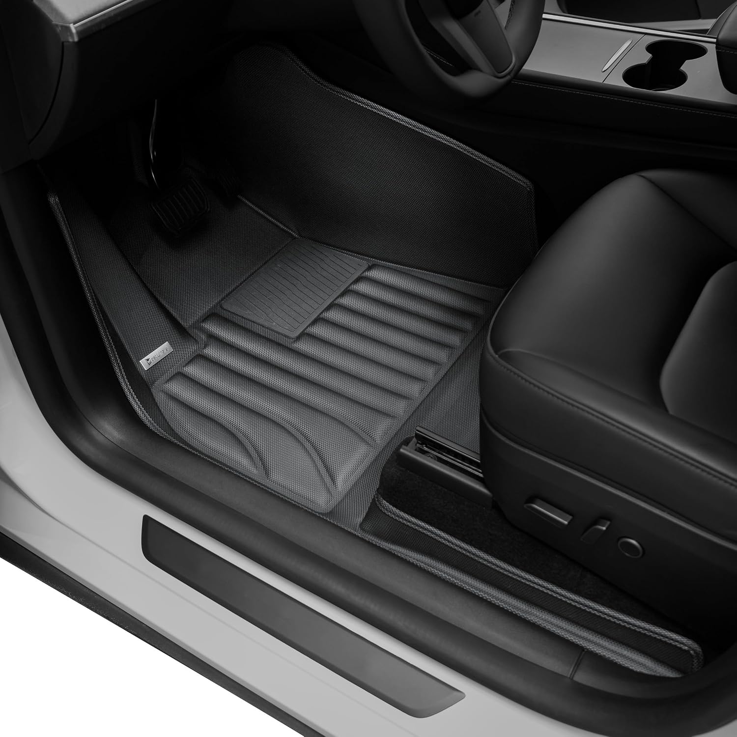 Extreme Coverage Floor Mats for Tesla Model Y (2021-2025) – Full 360° Cabin Protection, GapZero Fit with TrackGuard Rail Protection (Does NOT fit 7-Seat & Juniper)
