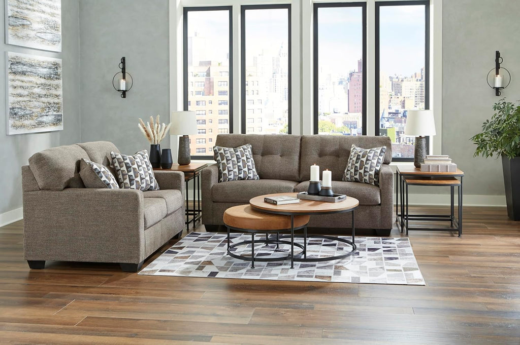 Signature Design by Ashley Mahoney Contemporary Tufted Sofa, Dark Brown