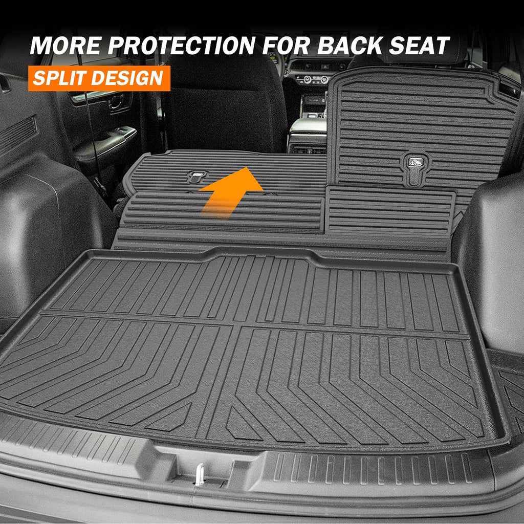 KUST Floor Mats Cargo Mat Set for Honda CR-V 2023-2025 2026 (Not for Hybrid), All Weather Cargo Trunk Liner Backrest Mat for CRV Accessories TPE Rubber Raised Edge (for Cargo in Lower Deck Position)