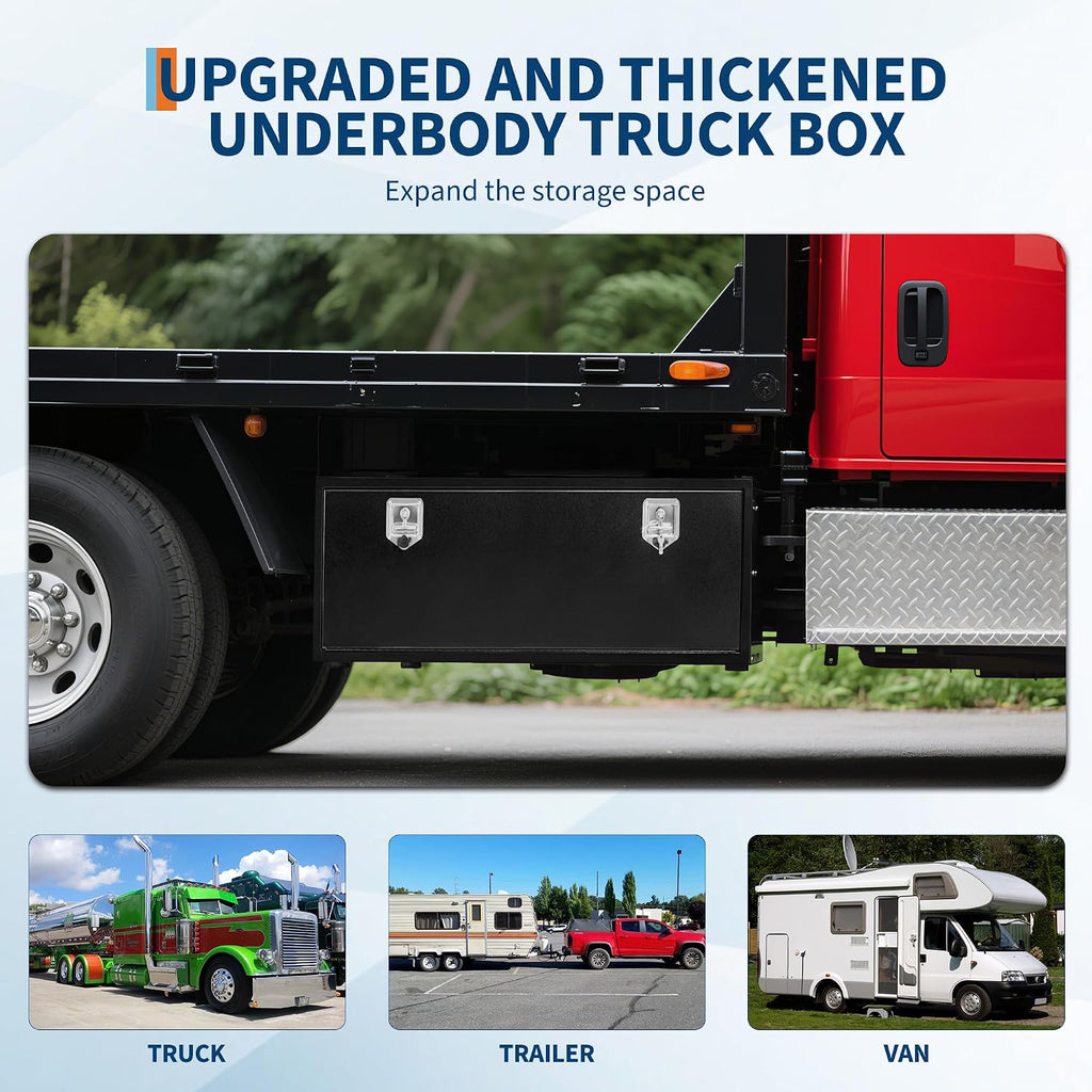 Garvee Steel Underbody Truck Box w/t-Handle Latch, Truck Toolbox for Organization and Storage, Job Box Tool Chest for Pickup Truck Bed, RV, Trailer, 48'x 16'x 13'