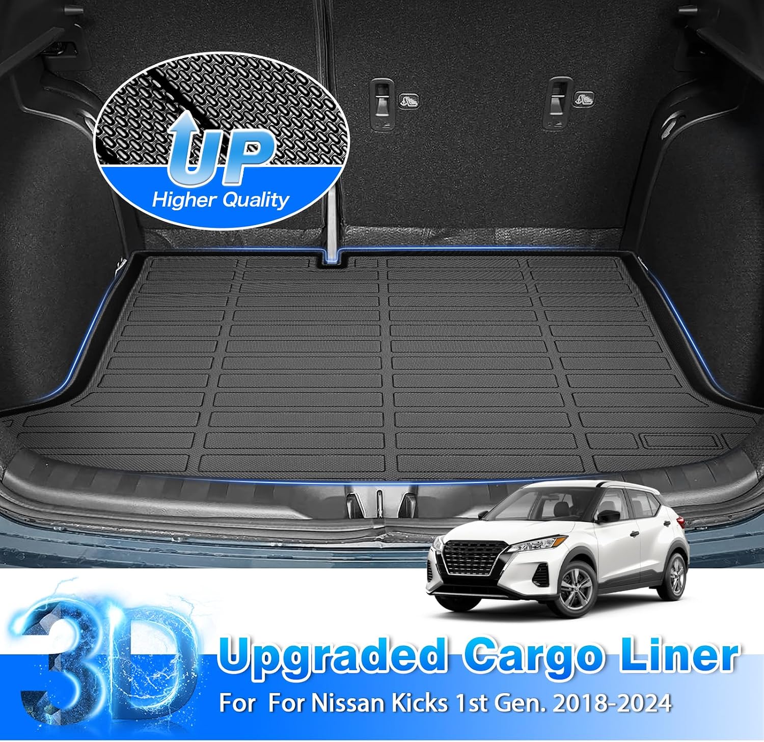 Cartist Floor Mats for Nissan Kicks 2018-2024, All Weather Cargo Liner for Nissan Kicks Accessories, Heavy Duty Car Mats, Car Accessories