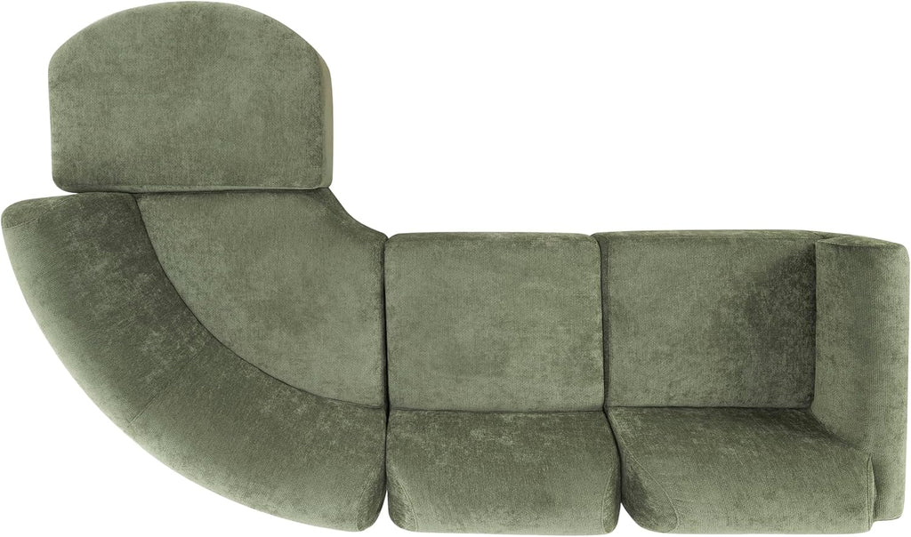 Christopher Knight Home Midel 111' Modular L-Shape Sofa Couch with Chaise Lounge, Modern Boneless Sofa for Living Room, Fabric Upholstered Cloud Couch with Deep Seat, Olive Green