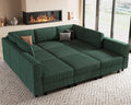 Belffin 9 Seats Corduroy Modular Sectional Sofa, Comfy Upholstered Sectional Couches for Living Room,Green