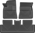 Husky Liners Weatherbeater Floor Mats | Fits 2017-2024 Tesla Model 3 | Front & 2nd Row, 3-pc Black - 95091