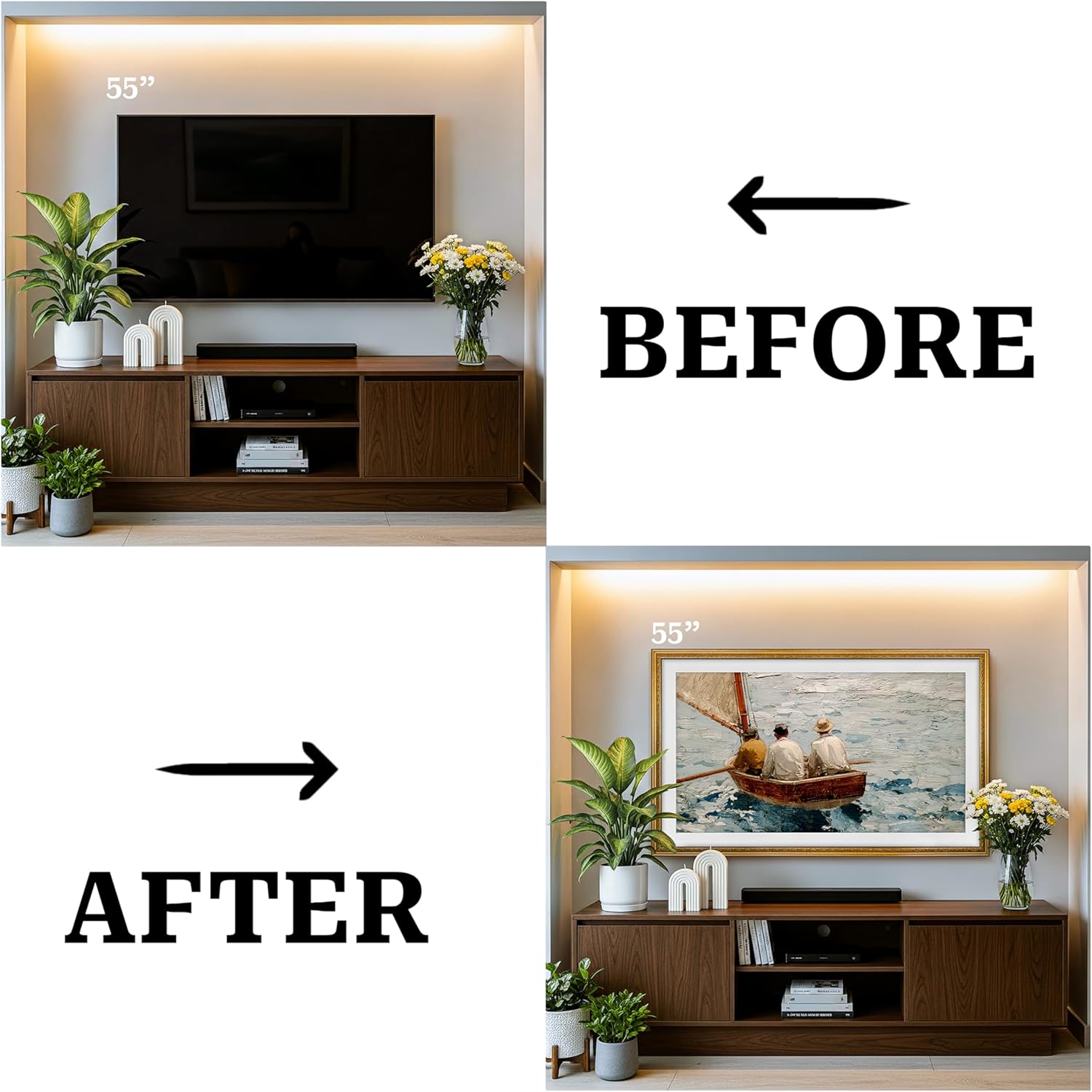 Thin Ornate Antique Gold TV, Handmade Wooden Bezel Compatible with Samsung The Frame (Pro) (2021-2025, 32-85'), TCL NXTFrame