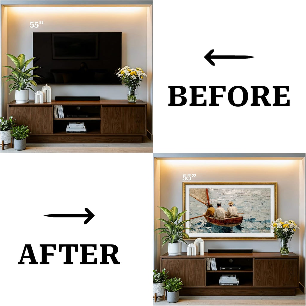 Thin Ornate Antique Gold TV, Handmade Wooden Bezel Compatible with Samsung The Frame (Pro) (2021-2025, 32-85'), TCL NXTFrame (The Frame (2021-2025), 43')