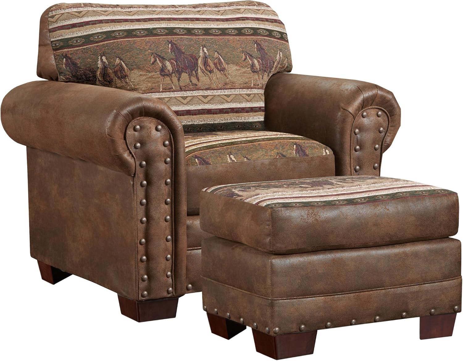 American Furniture Classics Wild Horses 4-piece Sleeper Sofa Set in Brown