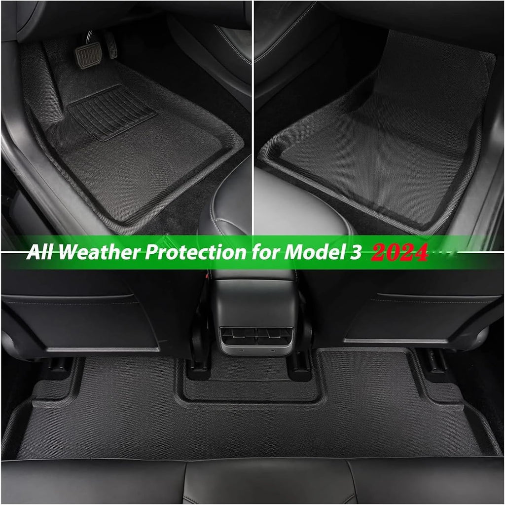 All Weather XPE Floor Mats Compatible with Tesla Model 3 Highland 2024, Waterproof Anti-Slip Front Rear Cargo Liner Trunk Mat(3PCS Trunk Mats)