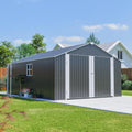 YOPTO 12x20 FT Outdoor Storage Shed,Metal Shed W/ 2 Windows & Lockable Reversible Door,Garden Tool House W/Updated Frame Structure & Sloped Roof,All Weather Waterproof for Backyard,Patio,Lawn,Grey