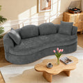 95' Modern Curved Sofa, Chenille Fabric Comfy Cloud Couch, No Assembly Required Half Moon Couch with Deep Seat, 4 Pillows for Living Room, Apartment, Bedroom
