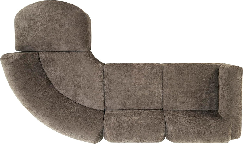 Christopher Knight Home Midel 111' Modular L-Shape Sofa Couch with Chaise Lounge, Modern Boneless Sofa for Living Room, Fabric Upholstered Cloud Couch with Deep Seat, Dark Brown