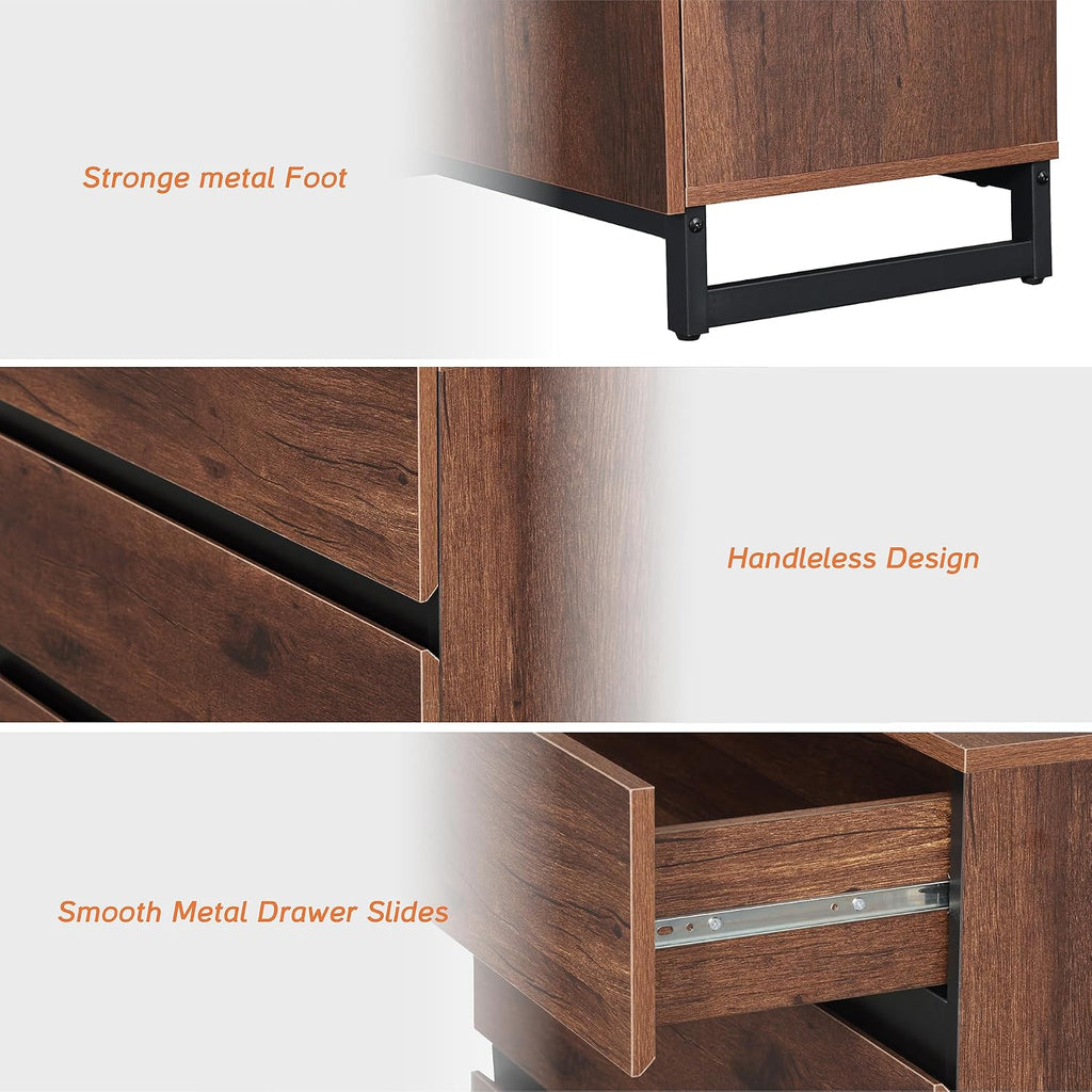 WAMPAT Modern TV Stand for TVs up to 100 Inch, 3-in-1 TV Console with Adjustable Shelves and 6 Drawers, Media Console for Living Room and Bedroom, Brown