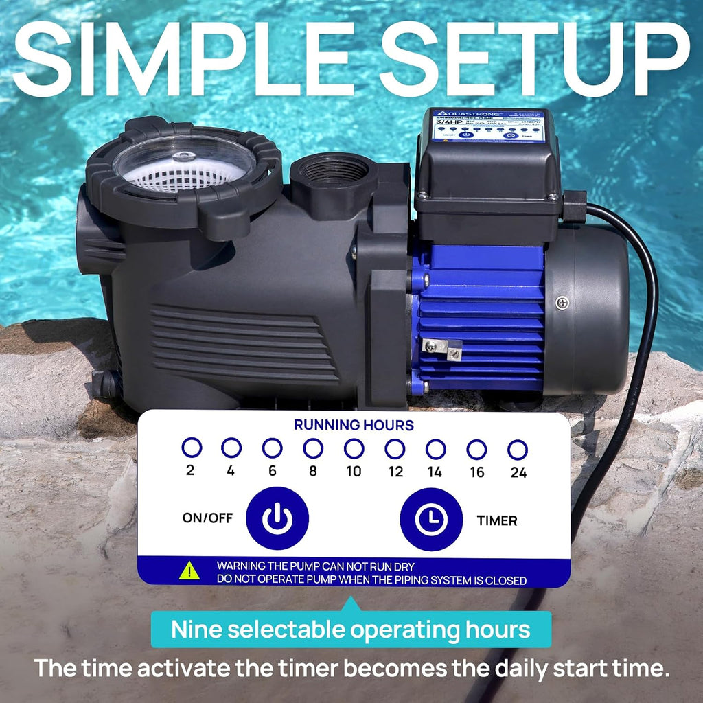 AQUASTRONG Above Ground Pool Pump High Flow Self Priming Swimming Pool Pumps with Filter Basket,Blue