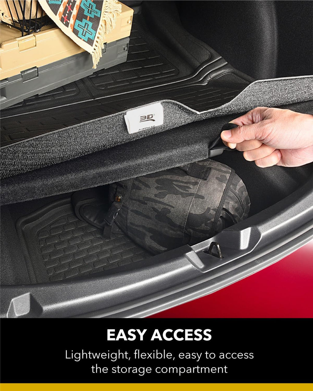 3D MAXpider Custom Fit Kagu Stowable Cargo Liner (Black) Compatible with Acura TLX 2015-2020 - Cargo Liner (3Pcs)