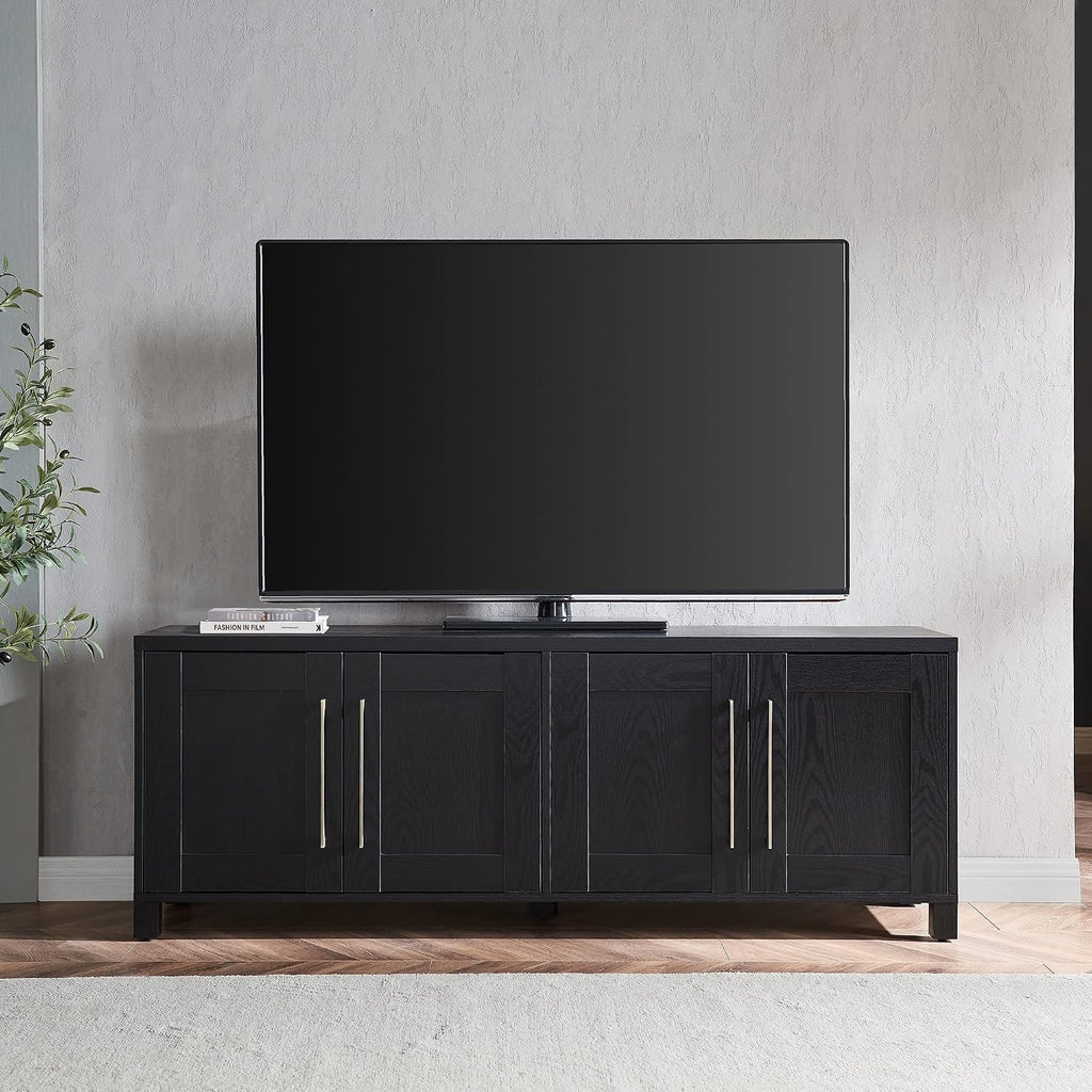 Henn&Hart Rectangular TV Stand for TV's up to 80' in Black Grain, TV Stands for the Living Room