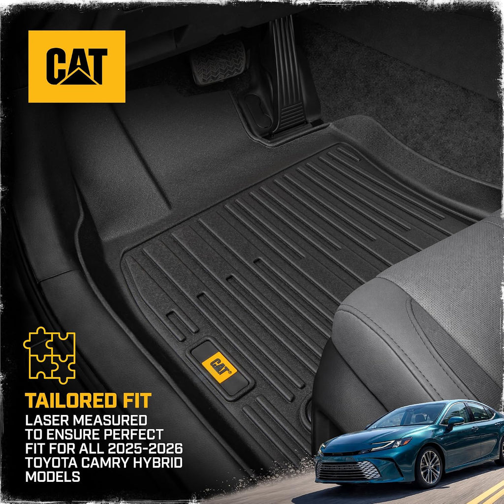 CAT® JustFit™ 3D Custom Fit Floor Mats for Toyota Camry 2018 2019 2020 2021 2022 2023 2024, Heavy Duty All Weather Floor Liners Laser Measured, Toyota Camry Accessories
