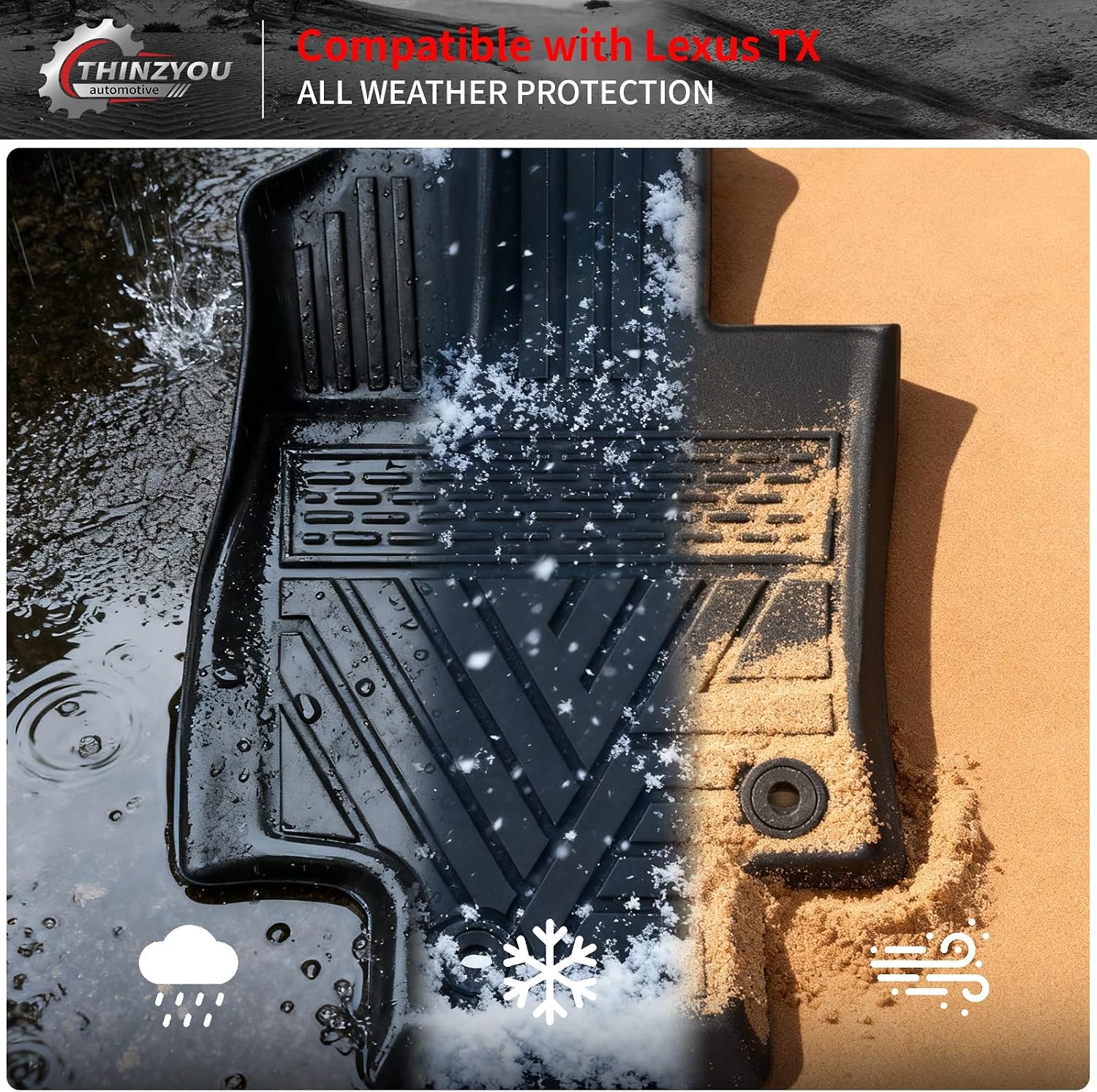 Floor Mats Compatible with 2024 2025 2026 Lexus TX350 TX500h TX550h+ 7 Seats Cargo Mat Trunk Liner Kick Mats All Weather TX Accessories (Floor Mats+Trunk Mat+2nd&3rd Row Backrest Mats)