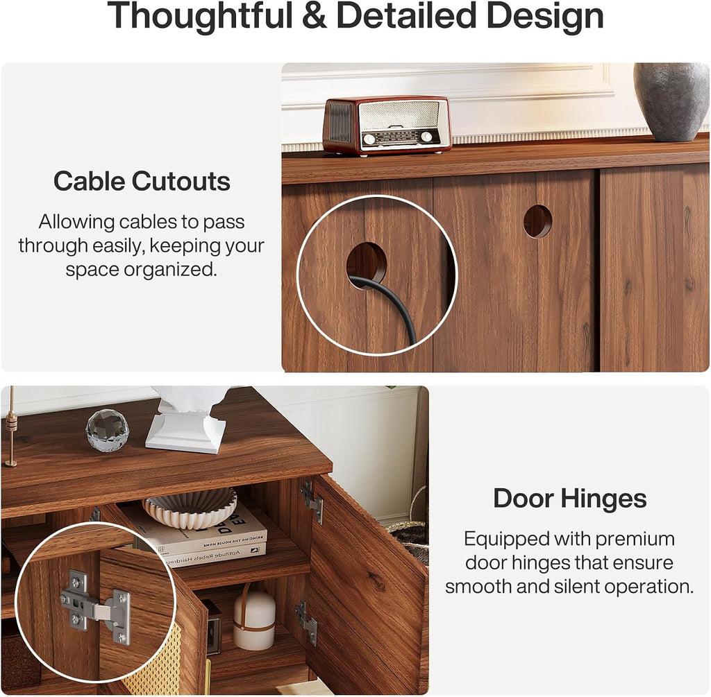 Tribesigns 70.9' TV Stand for Living Room, Mid Century Modern Entertainment Center with 6-Tier Storage Shelf, Wood Long Media Console Television Stands Cabinet for TVs Up to 80 Inches