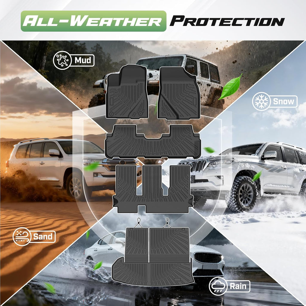 Cartist Floor Mats for Toyota Highlander 7 Seats (Not for Hybrid Models) 2014-2019, All Weather Cargo Liner for Highlander Accessories, Heavy Duty TPE Cargo Mats, Car Accessories