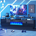 MXV 70' Fireplace TV Stand, Modern Entertainment Center & 36 Inch Electric Fireplace with Remote Control, LED Light, Fire Place Tv Stand for Living Room for TVs up to 80', Black + Black