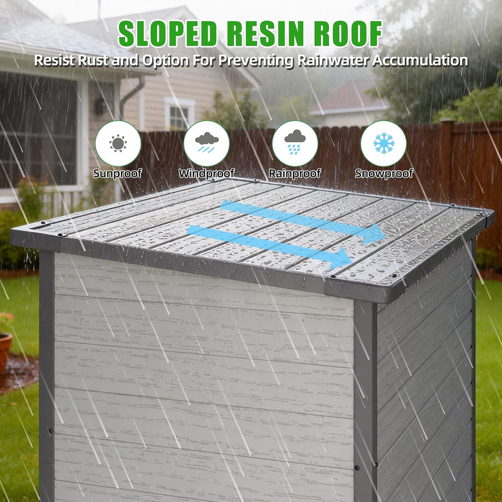 Large 58 Cu.Ft Resin Outdoor Storage Cabinet Waterproof with Adjustable Shelves, Vertical Tall Plastic Storage Cabinet with Reinforced Floor, Weatherproof Sheds & Outdoor Storage Clearance with Base