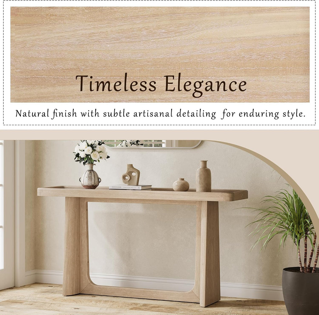 Scott Living Bridgely Console Table with Tray-Top Design, Narrow Accent Sofa-Table, Tray-Top Console Table, Wooden Sofa-Table, Entryway Behind Couch for Living Room, Space Saving, 58.25' Natural