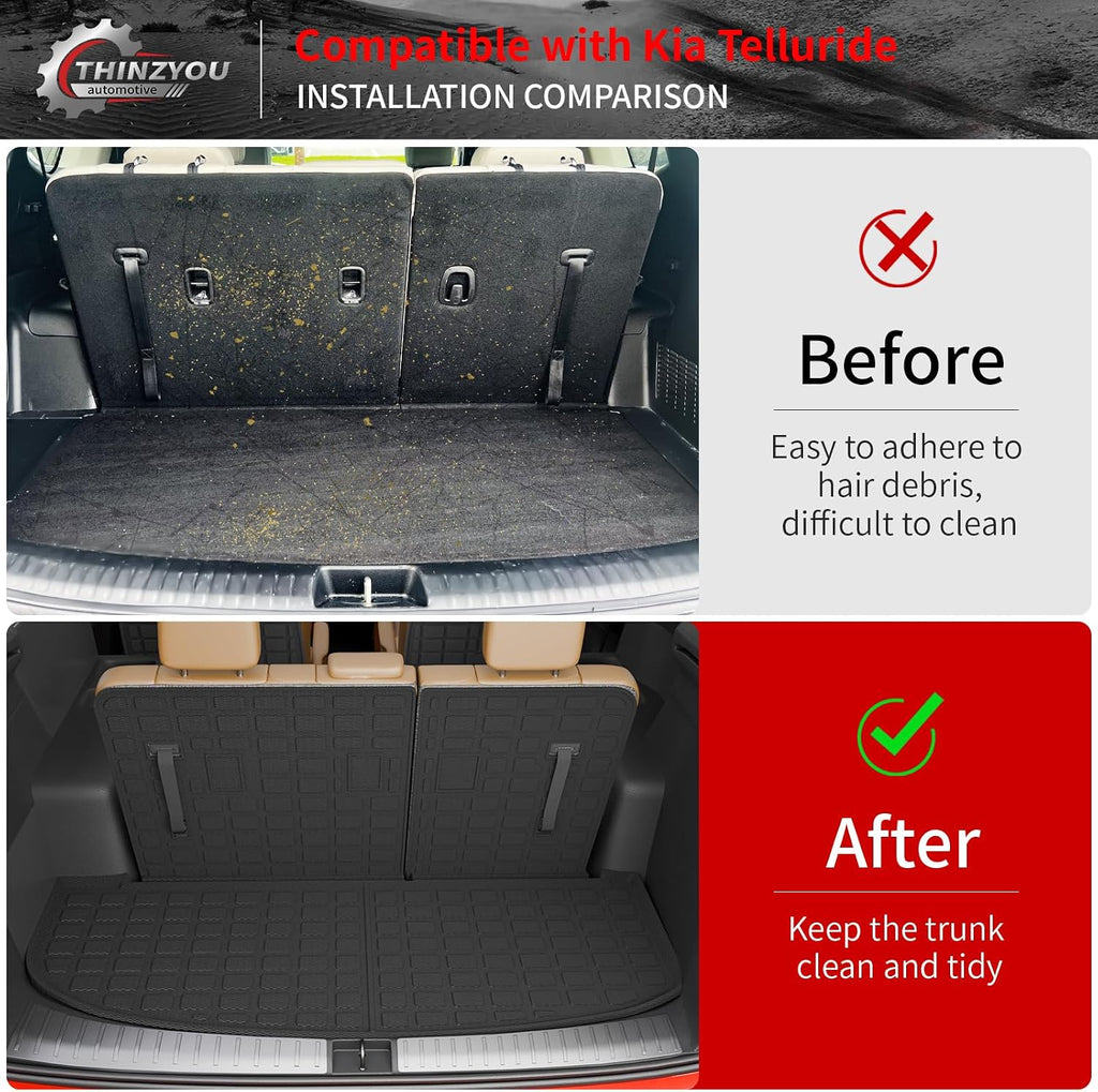 Floor Mats Compatible with 2020-2025 Kia Telluride 7 Seats (NOT for 2027) Cargo Mat Trunk Mat Cargo Liner Kick Mats Back Seat Cover Protector 2024 Telluride Accessories (Floor Mats Full Set)